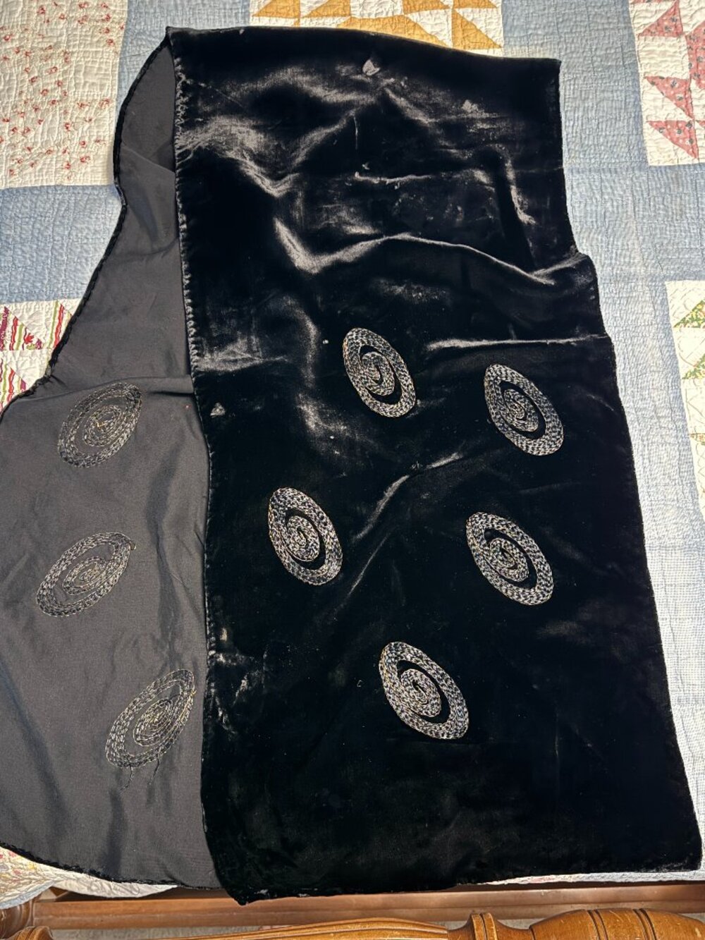 Embroidered Black Velvet Wrap